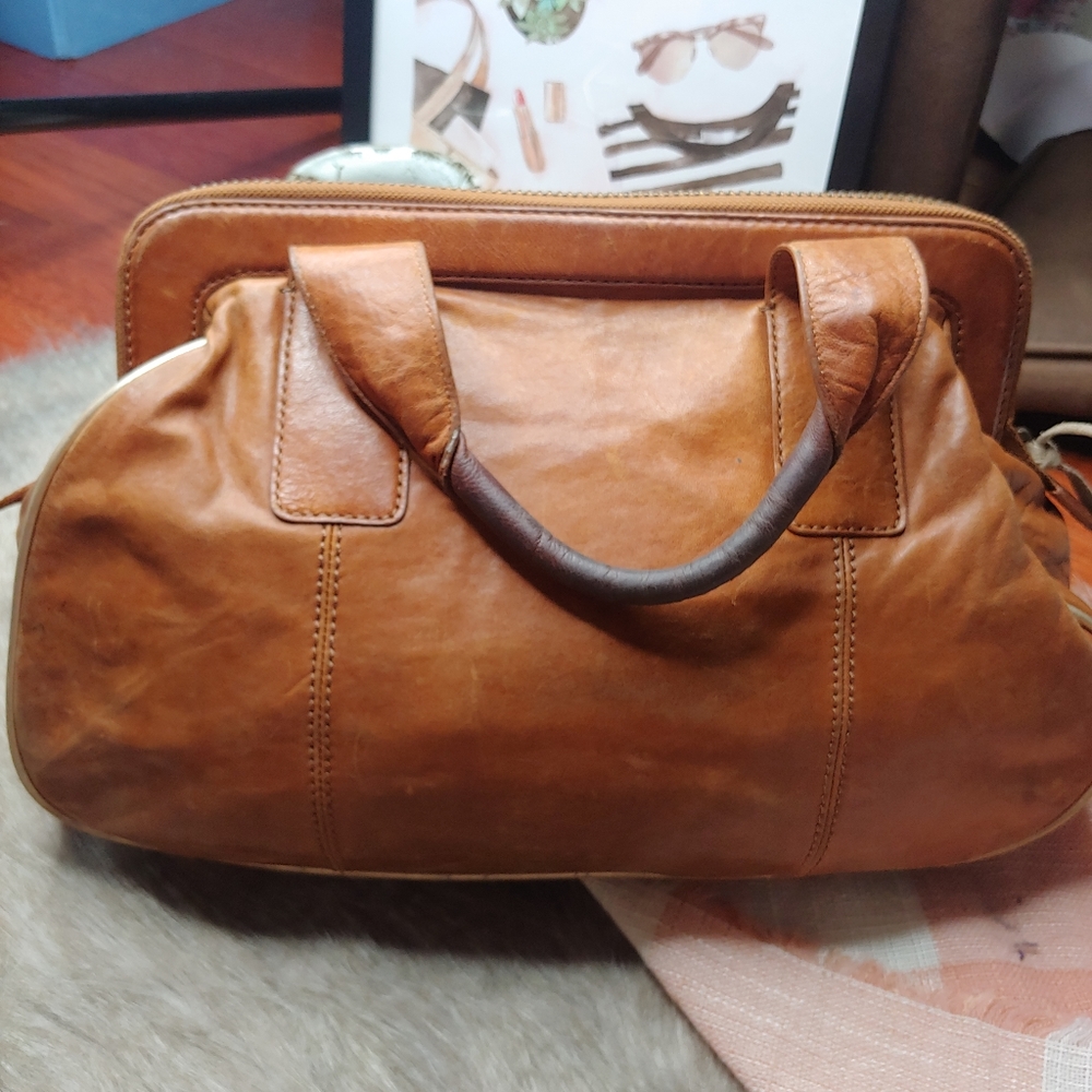 Betsey Johnson | Brown Leather Purse Vintage zip patina loved large oversized - Picture 10 of 12